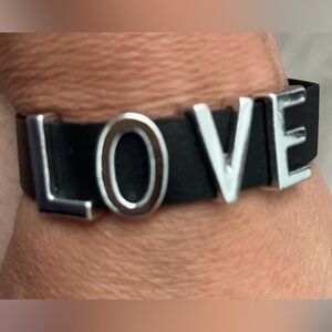 Black Bracelet with Silver 'LOVE' Letters